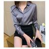 Autumn Satin Long-sleeved Shirt Woman, Design Sense Niche Light and Familiar Hong Kong Style Professional Commuter Chiffon Shirt Woman