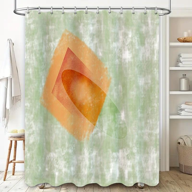 Modern geometric abstract shower curtain decorative bathroom accessories for home decor (Green)