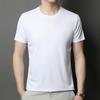 Brand 2025 Men's High-End Ice Silk Crew Neck Short Sleeve T-Shirt - Solid Color, Advanced Texture, New Summer Edition