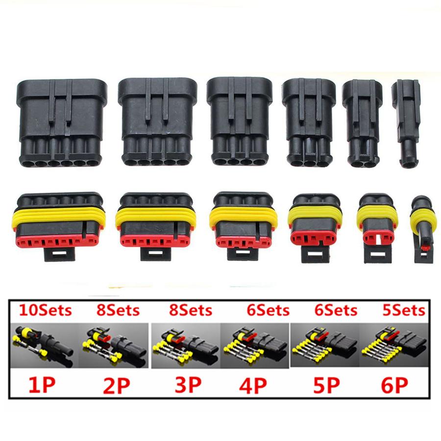 708Pcs 43set 1-6 Pin Way Car Sealed IP68 Waterproof Electrical Wire Connector Plug Kit 12A For Cars Motorbikes Trucks Boats Auto
