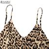 ZANZEA Women Leopard Print Sexy V-Neck Straps Holiday Slip Dress