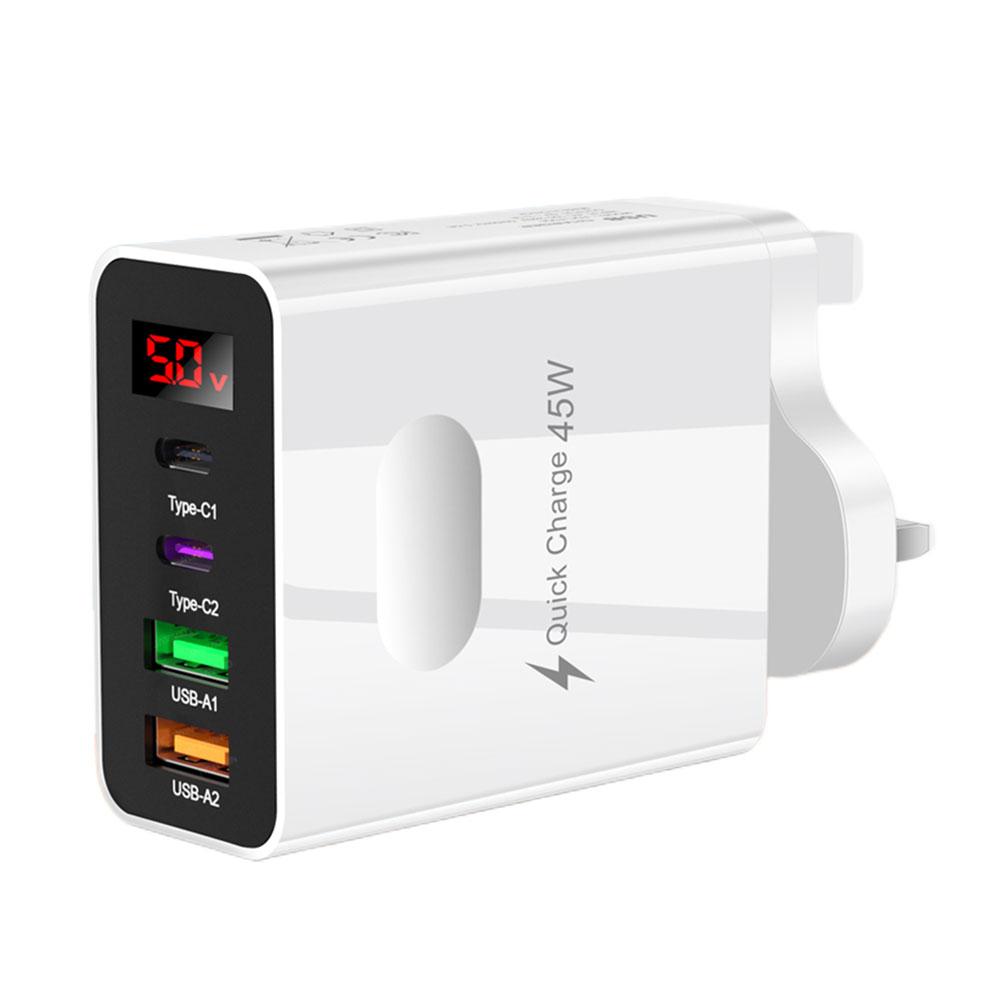 45W USB Charger Fast Charging USB Type C 4 Ports Quick Charger 3.0 Wall Charger For iPhone Samsung Mobile Phone Charger Adapter