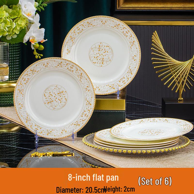 Sun Island Goldrand Bone China Tiefer Teller: Suppen-, Abendessen-, Reis- und Dessertteller - Elegantes Keramikgeschirr.
