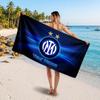 Asciugamano da Spiaggia Personalizzato Inter Milan, Stampa Testo Nome Personalizzato, Asciugamano Morbido Asciugatura Rapida con Logo Calcio, Regalo per le Vacanze