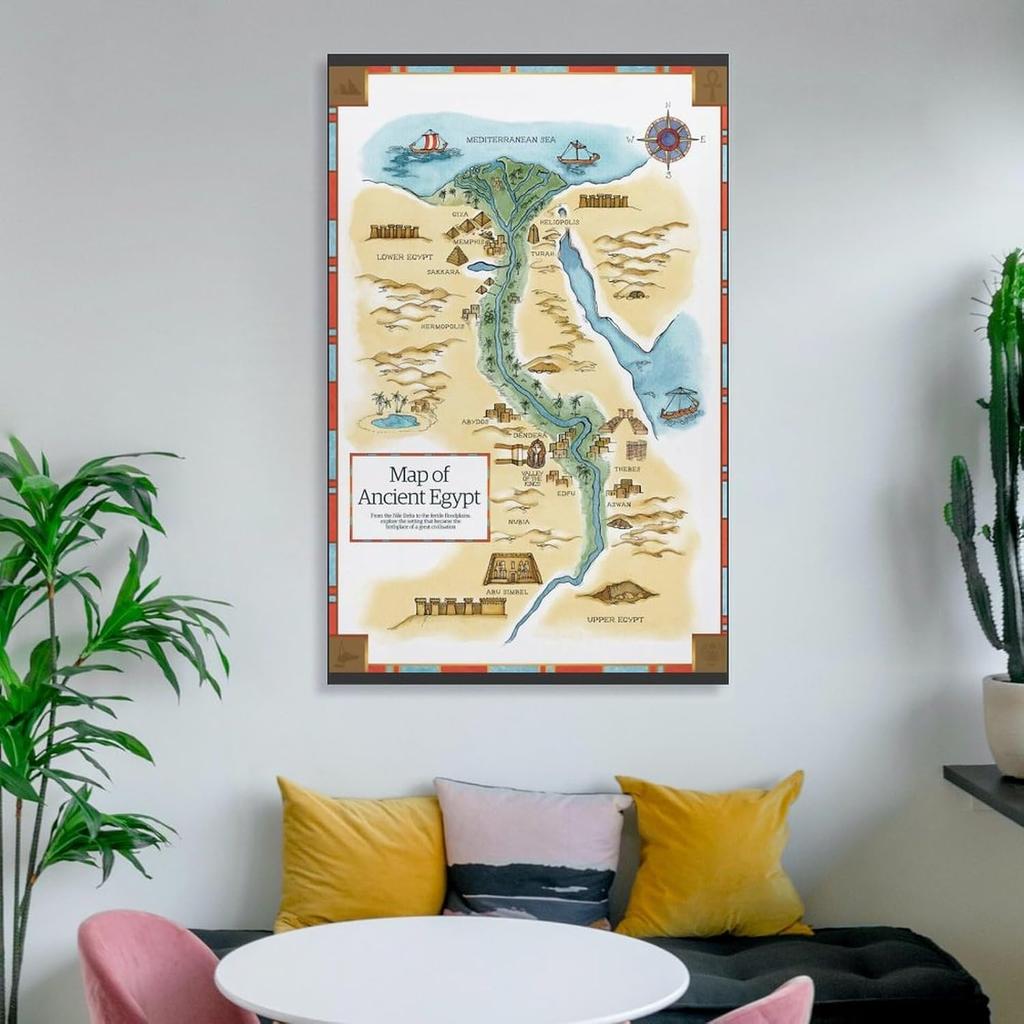 bandmopt Map of Ancient Egypt Canvas Poster Wall Art Decor Print Picture Paintings for Living Room Bedroom Decoration 08x12inch(20x30cm)