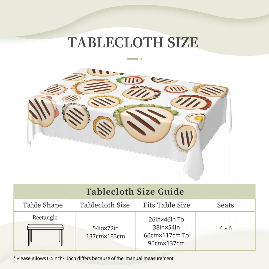 Arepas Pattern Venezuela Custom Rectangular Tablecloth Waterproof Table Cover for Festival Party Decorations Table Cloth