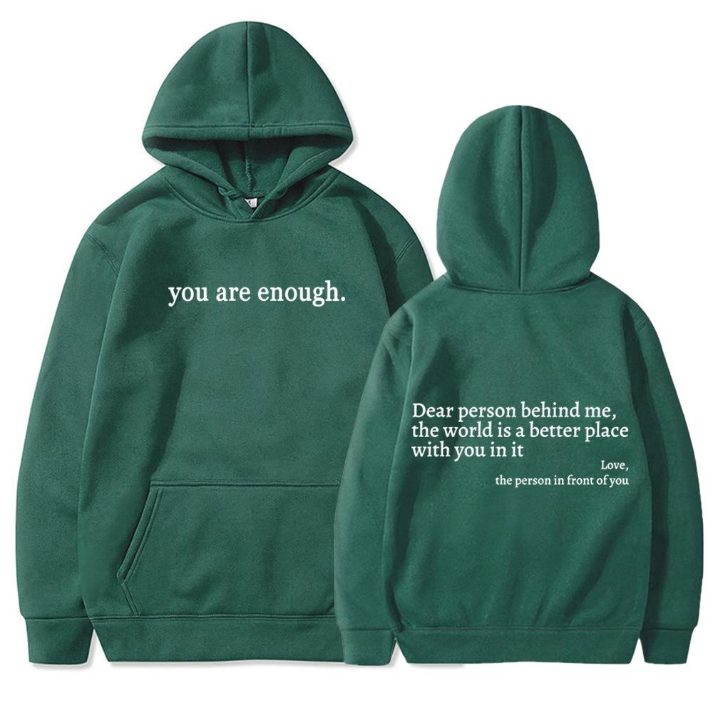 Women's Letter Print Hoodie with Kangaroo Pocket and Drawstring
