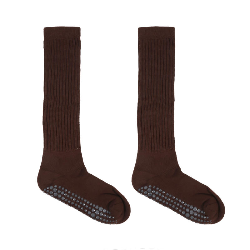 1Pair Women Yoga Pilates Socks with Grips Non Slip Sports Indoor Fitness Socks Professional Calf Socks for Ballet Dance