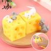 Sensory Fingertip Toy Cheese Squeeze Cube Block, Fidget Toys Stress Ball for Relief Adults & Teens