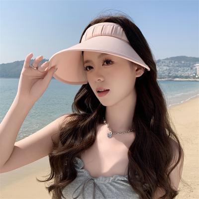 Chapeau femme mode plissé version coréenne protection solaire chapeau haut vide bandeau chapeau de protection solaire UV chapeau de protection solaire femme été nouveau style