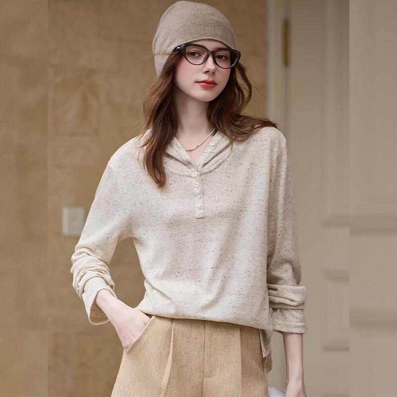 Bailuyu Women s Casual Hooded Knit Long-Sleeve T-Shirt L