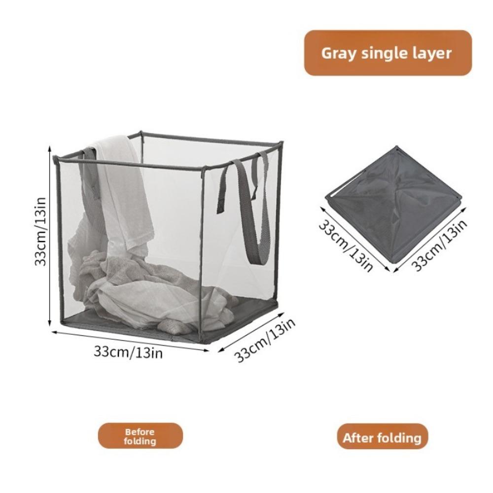 Large Capacity Laundry Hamper Reinforced Handles Square Dirty Clothes Basket Home Gray 1 Tier