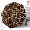 Automatic Open/Close Leopard Print Umbrella with Shield & - Elegant Black & Golden Animal Print, Sturdy 8-Rib Construction for