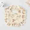 Ruffle Baby Drool Bibs: Pure Cotton Printed Lace Bibs