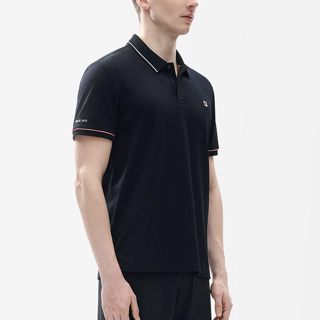 Fila Logo Printed Knit Casual Short Sleeve Polo Shirt Men Polo Shirts Legendary-Blue F11M321121ANV