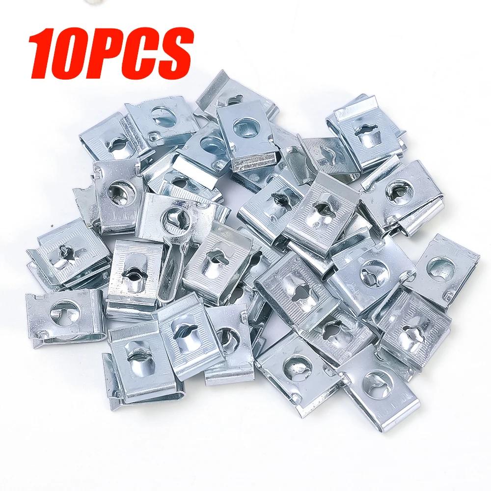 10PCS U Nut Kit Stainless Steel WithThreaded Nut Clip for Car Motorcycle Truck Bumper Auto Fender Fastener Rust Protection Clip