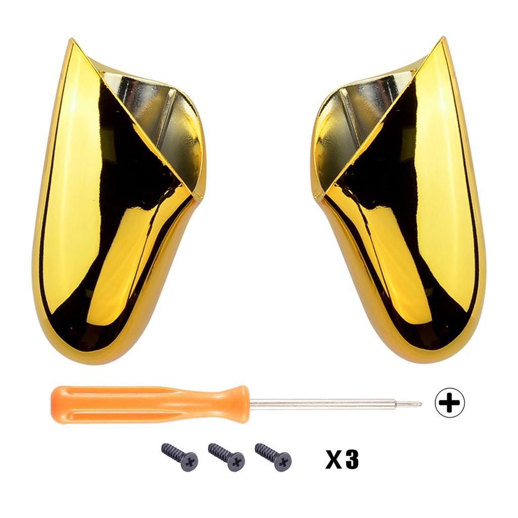 eXtremeRate Chrome Gold Replacement Side Handle Grips for Nintendo Switch Pro Controller
