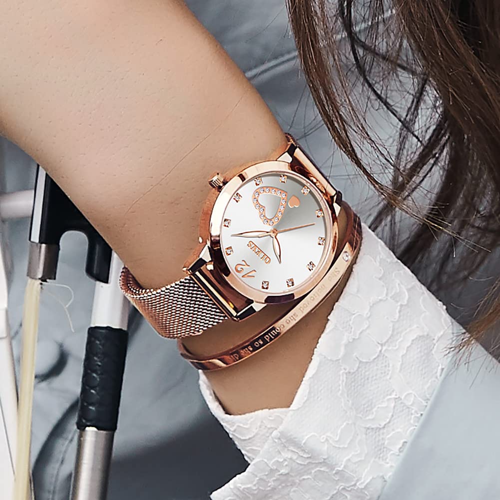 OLEVS Watch Set Watch with Bracelet Stainless Steel Calendar 3 ATM Water Resistant Luminous Gold Ladies' - Easy-to-Read - High-Quality - - - -