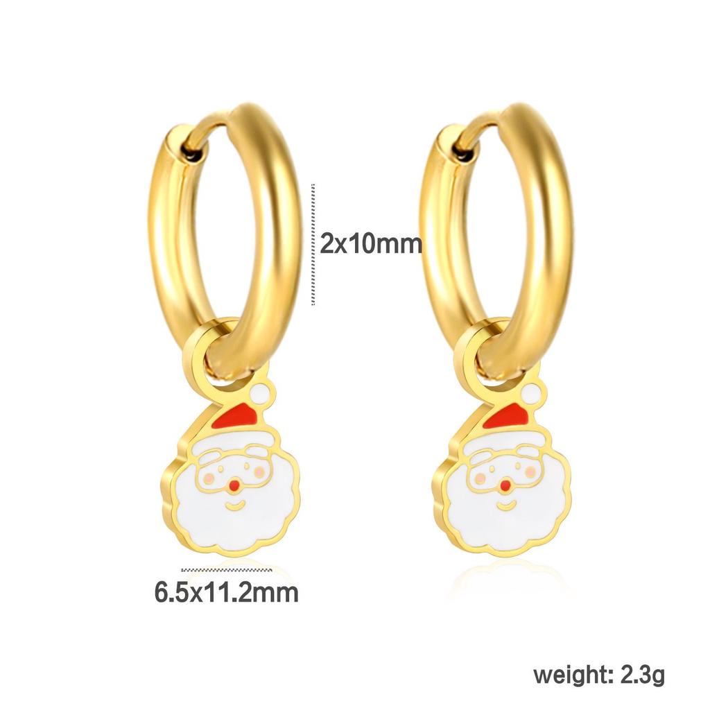 Santa Claus Stainless Steel Stud Earrings - Creative Christmas Design