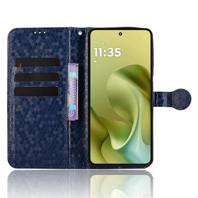 Etui portfelowe dla Motorola Moto G86 5G z wytłoczonym wzorem kropek, pokryte skórą PU, z paskiem na nadgarstek
