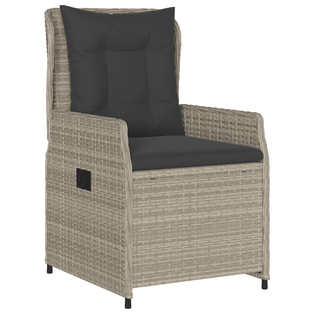 Garden Chair Set 2 pcs Adjustable Light Grey Poly Rattan