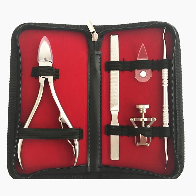Stainless Steel Nail Care Set: Clipper, File, Cuticle Nipper, Ingrown Corrector, Pliers, Knife