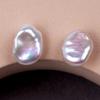Pendientes de Perlas Keshi Irregulares Barrocas de Agua Dulce Natural Blanco Aurora Piedra Pequeña Plata de Ley S925 Elegante Regalo