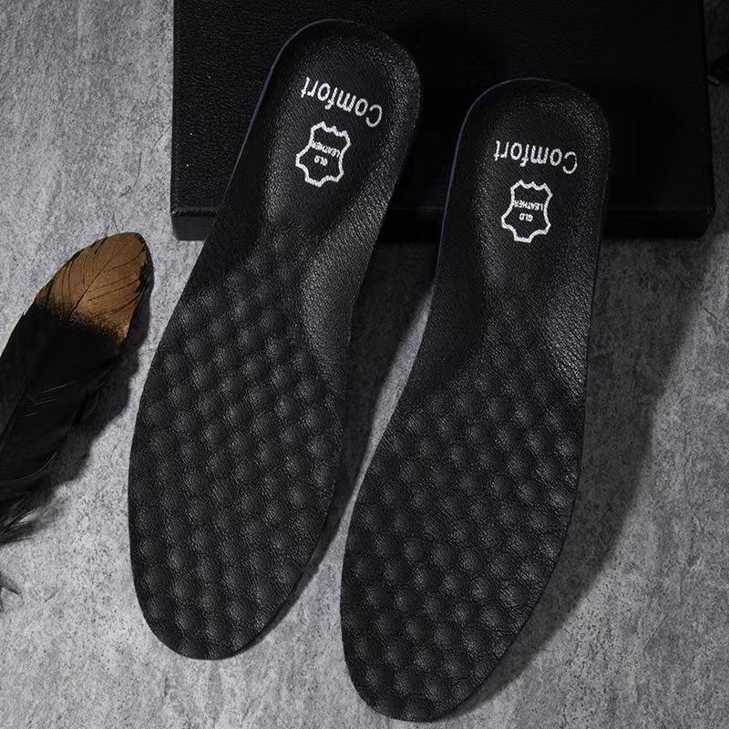 Men's and Women's Genuine Leather Deodorizing, Breathable Insole - Sweat-Absorbing, Soft, Thickened, Shock-Absorbing Cowhide for Spring Shoes.