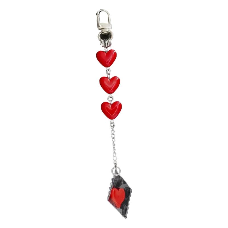 Playful Red Candy Pouch Keyring Heart Shaped Alloy Resin Accessory  Ideal For Keys Gifts Decoration Hanging Charm