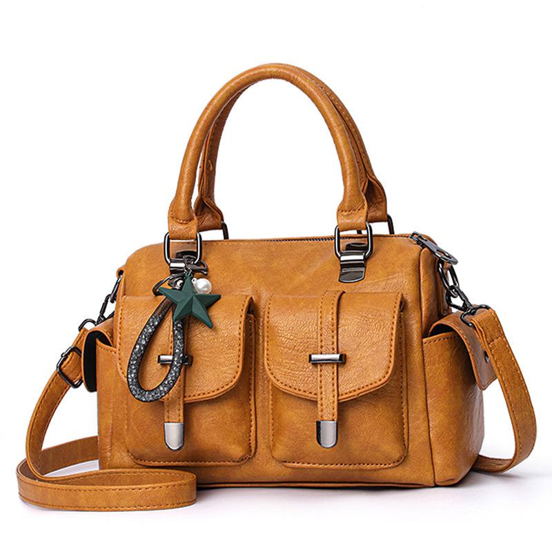 New Solid Color Tassel Women Bag,Large Capacity Soft Leather Shoulder Crossbody Bag