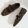 Round Toe Rivet Mary Janes Shoes Women Spring Autumn Buckle Strap Ballet Flats Shoes Female Elegant Daily Loafers Footwear