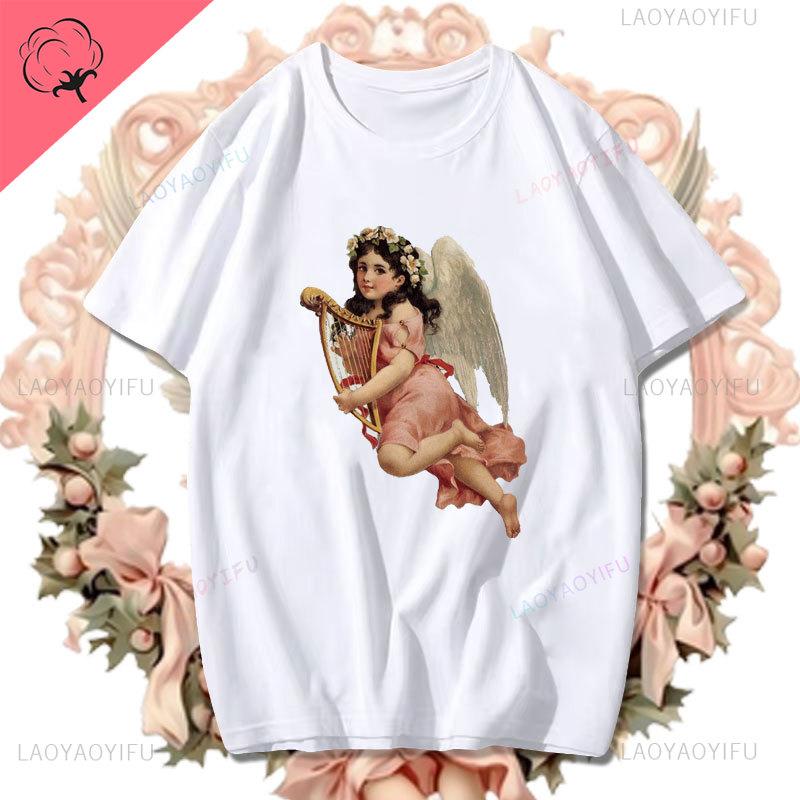 Fashion Fiorucci Baby Angel Graphic Tshirt Summer Classic Aesthetic T Shirt Unisex Unisex Kawaii Clothes Creative Couple Short Sleev Unisex