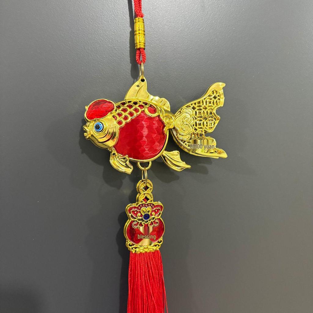 Guochao Koi Lantern Pendant: Gold Silk Tassel Decor for Housewarming & New Year Celebrations