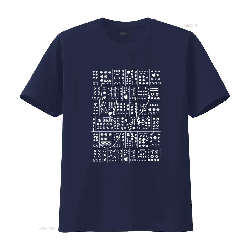 Modular Synthesizer Eurorack Synth Print T Shirt for Music Lovers vintage Washed graphic Soft designer clothes Slightly