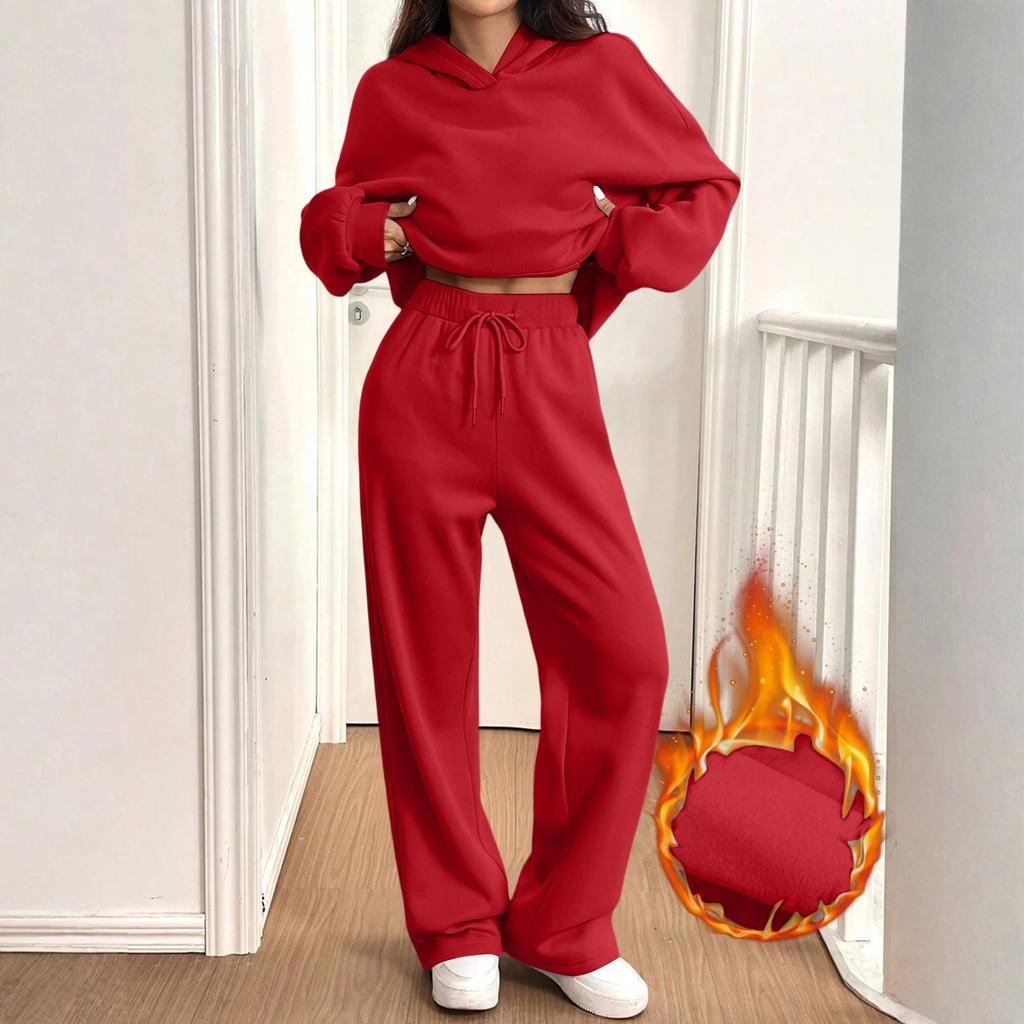Women's Casual Warm Hoodie and Jogger Set Tracksuit for Fall Winter