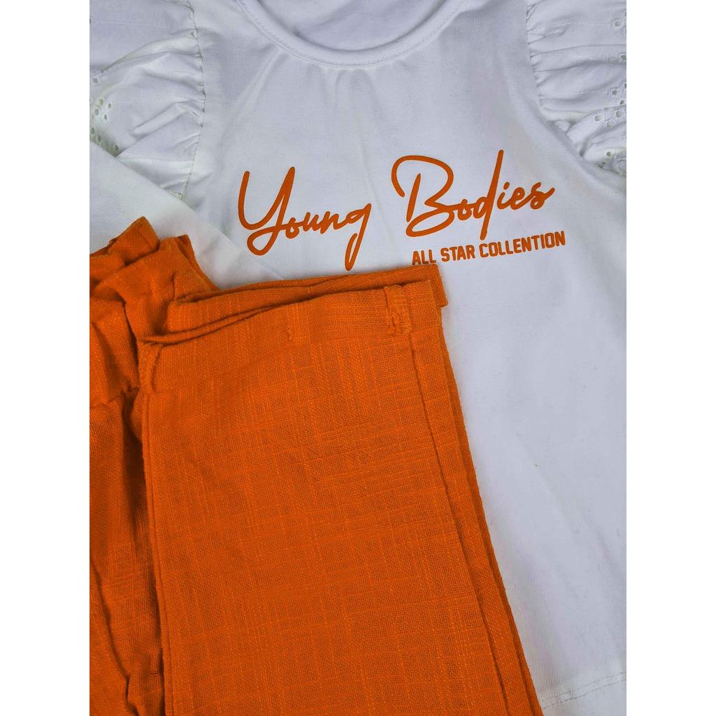 Pantaloni de in cu mâneci din dantela pentru fete