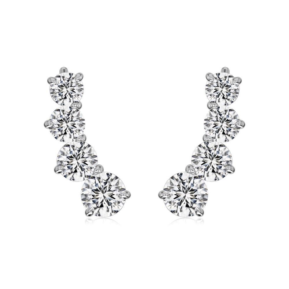 Niche Design Women's S925 Sterling Silver Zircon Hoop Earrings - Christmas Edition