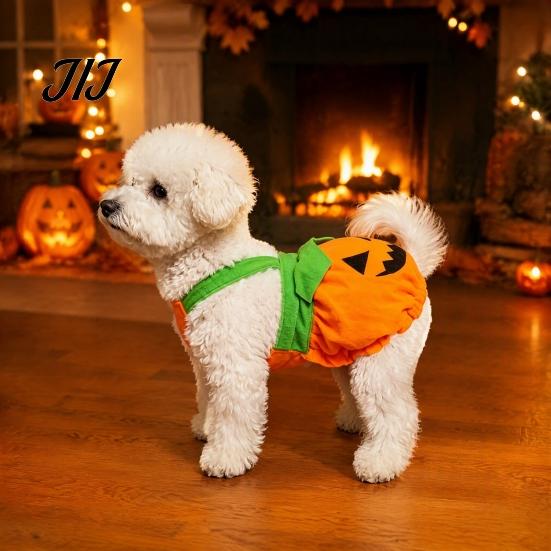 Pets Holiday Outfit Funny Pumpkin Halloween Dog Costume, Soft Polyester Pet Clothes with Comfortable Strap, Decorative Puppy for Parties And