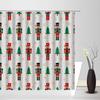 Christmas Nutcracker Shower Curtain, Christmas Tree Snowman Bathroom Curtain Decoration Set With Hook Fabric Christmas Gift