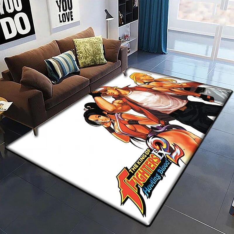 KOF Anime Krásný Malovaný Koberec do Obývacího Pokoje Velký Plošný Koberec Černý Měkký Koberec Domácí Dekorace Podložky Boho Koberce Piknik