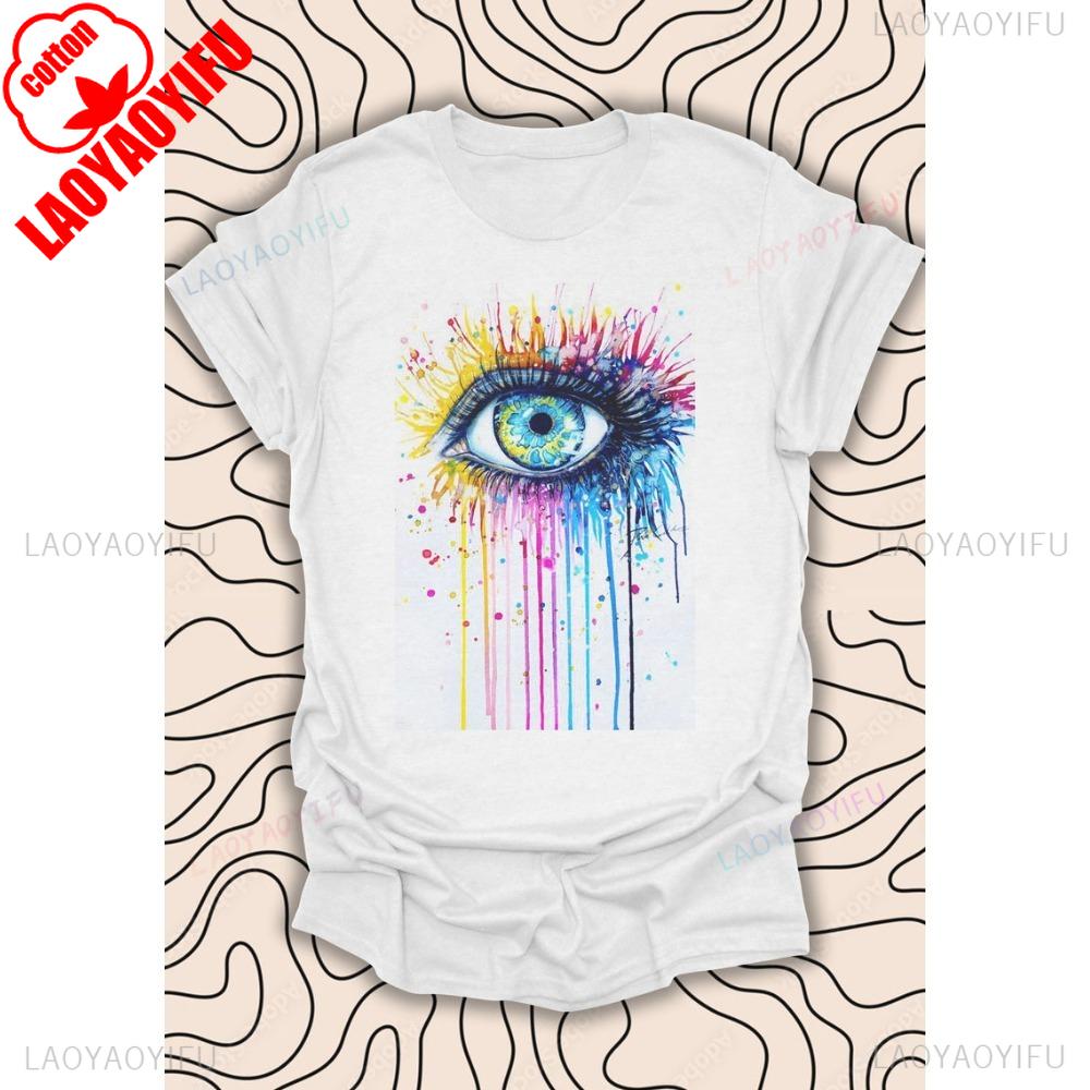 Dripping Eye TShirt Vibrant Graphic Tee Unique Artistic Design Unisex Men Women Shirt Creative Design Fashion Hip Hop Streetwear