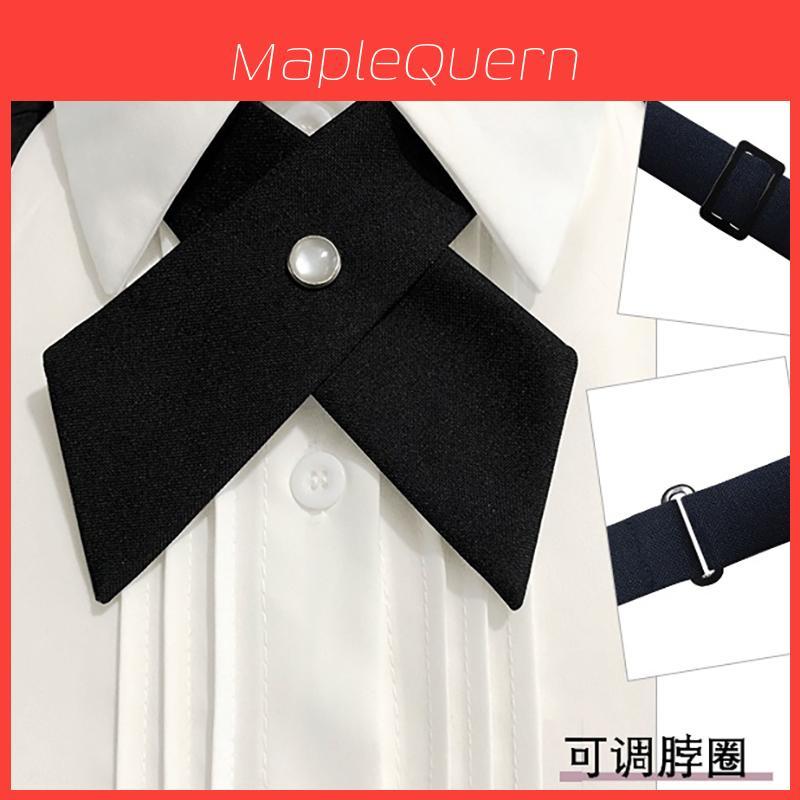College Style Cross Tie Bowtie With School Uniform Shirt For Women