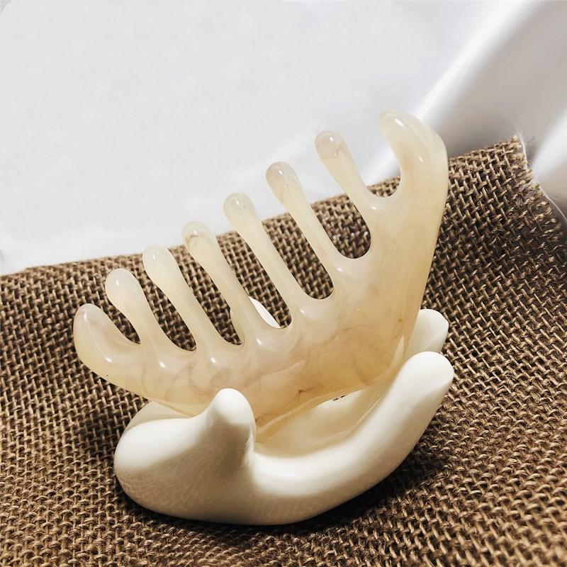 1Pcs Resin Beeswax Guasha Massager Head Meridian Massage Comb Face Neck Acupuncture Therapy Gouache Scraper Scalp Relaxation
