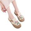 Handmade single shoes women's spring and summer new old Beijing embroidered flat bottom round head linen fisherman shoes cloth shoes
