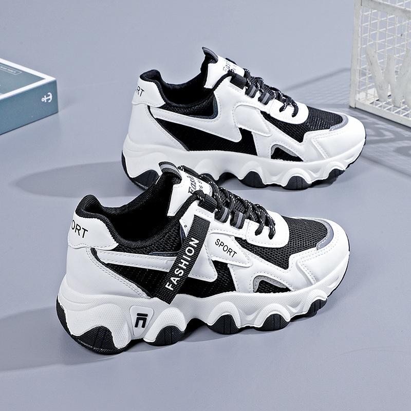 [Customized] Spring outdoor running sports shoes Korean version of soft-soled casual shoes mesh versatile thick-soled dad shoes women