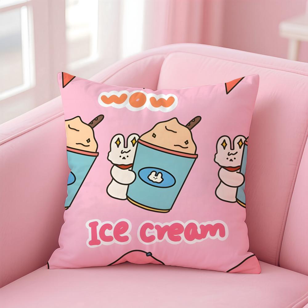 Cute Delicious Sweet Ice Cream Cushion Cover Pillow Case Soft Friendly Fabric  Concealed Zipper
