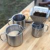 250/350/550ML Kempingový hrnek z nerezové oceli 304 se skládacím uchem Matný Přenosný Venkovní Cestování Piknik BBQ Čaj Mléko Pivo