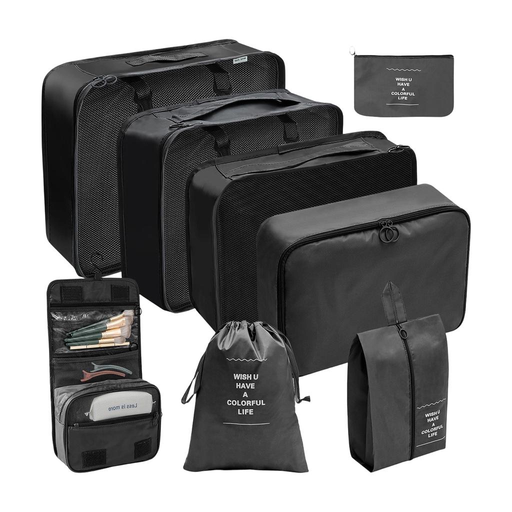 8-Piece Travel Packing Cubes Set - Large Capacity Luggage Organizers for Suitcase, Clothes and Shoes Storage Bags, Portable Travel