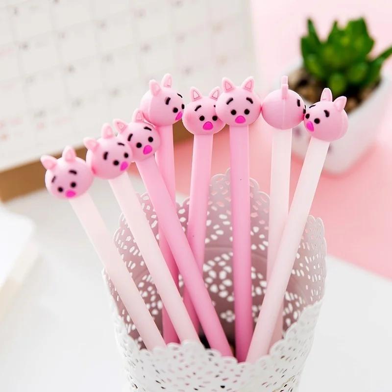

3pcs Kawaii Cute Pink Pig 0.38mm Plastic Gel Pens Office School Gift Stationery Pens