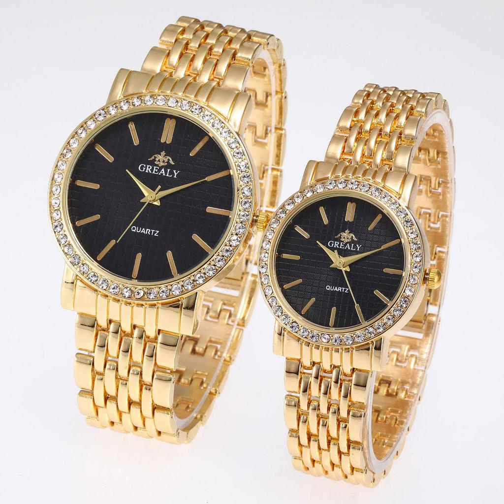 High-End Fashion Steel Band Diamond Inlaid Unisex Couple Quartz Watches